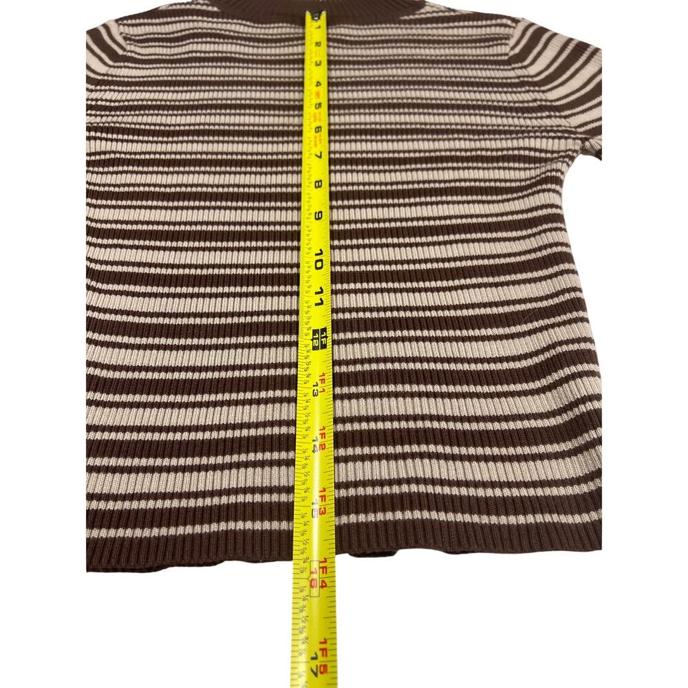 The Slope Ribbed Mock Neck Sweater Brown & Tan Striped | Size Small | EUC - Picture 7 of 8